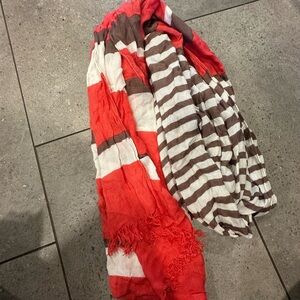 Striped peach, tan and brown Scarf